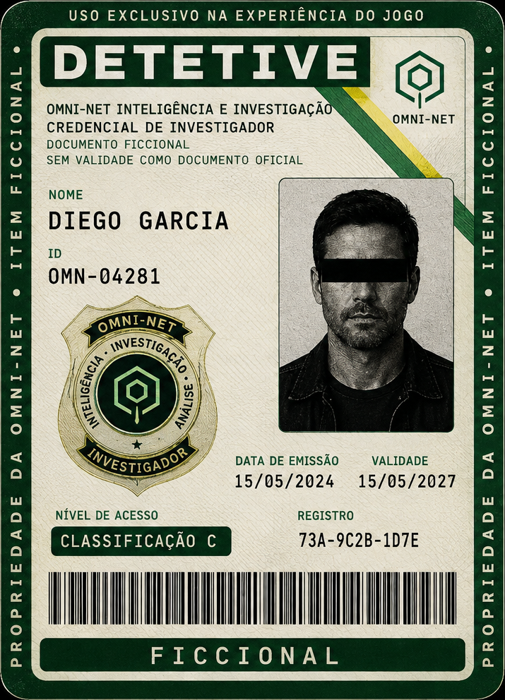 Frente da credencial de investigador — modelo de referência